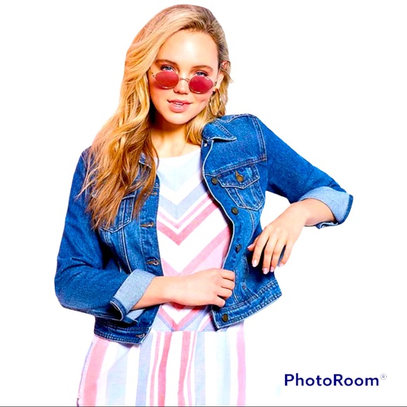 Caribbean Joe Dark Cropped Jean Jacket. NWT - Picture 3 of 6